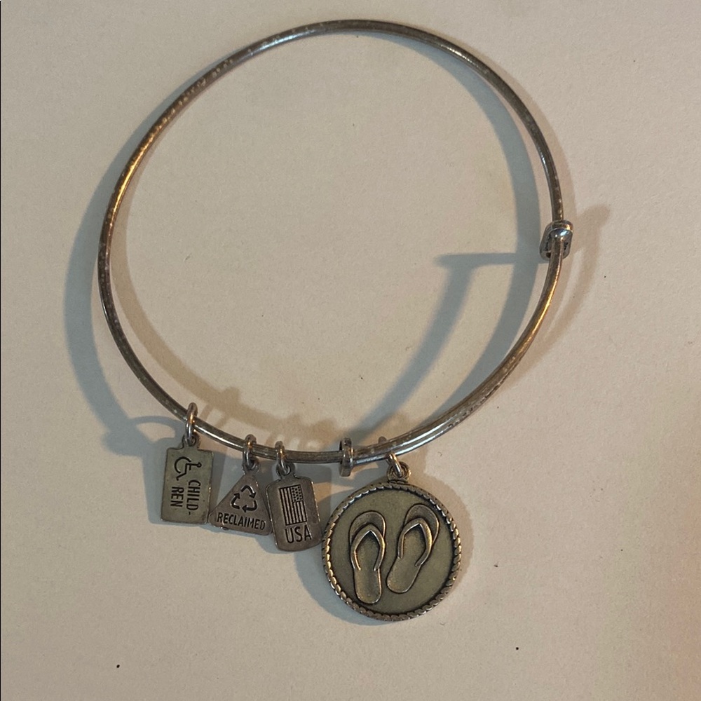Silver Adjustable Charm Bangle